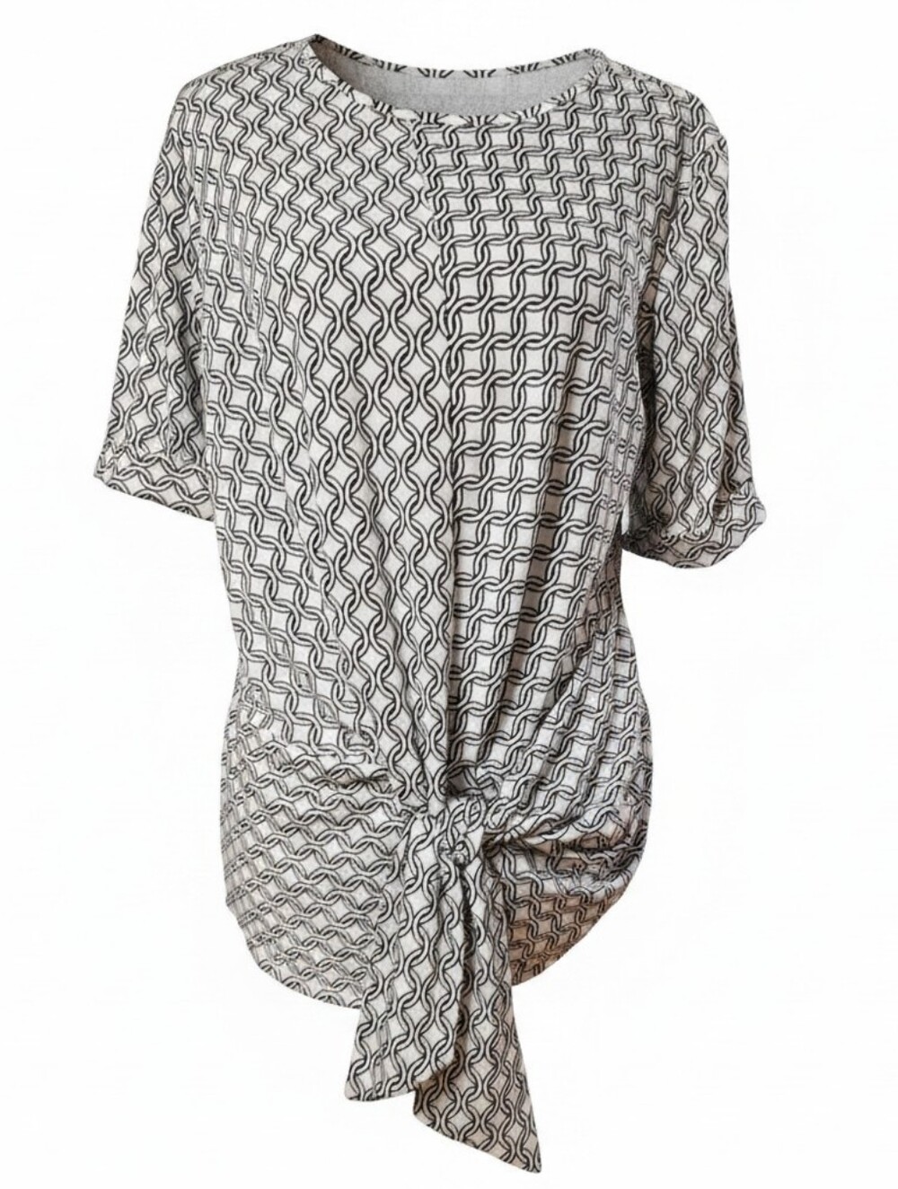 Perseption Concept short sleeve Black and White Chain Link Pattern S